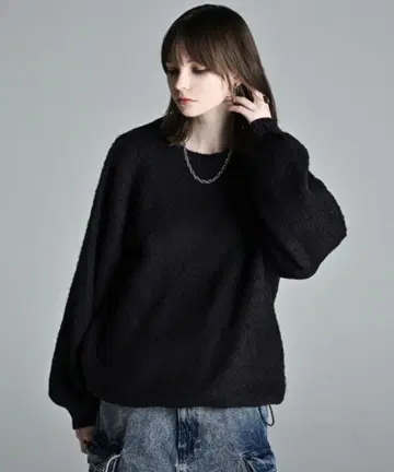 ADRER 극상 복슬복슬 니트 블랙 계열 SMALL