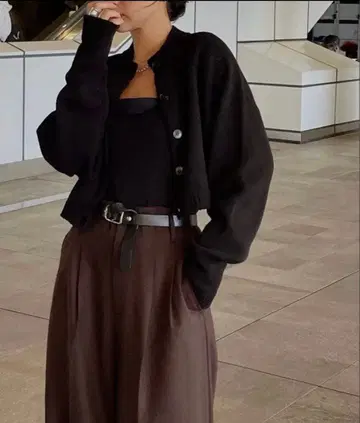 ETRE TOKYO 하이넥 컴팩트 니트 가디건