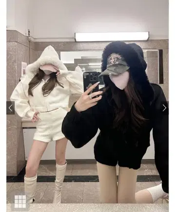 그레일 후드 퍼 니트 후드티 블랙 새상품