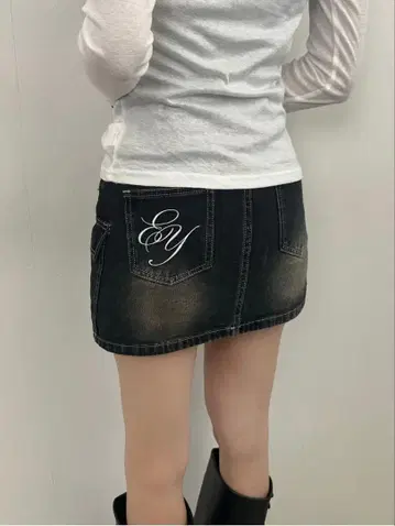 emmy 로고 데님 미니 스커트