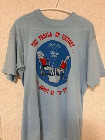 80s USA제 부활절 씰즈 T셔츠 양면 프린트 스카이블루 L