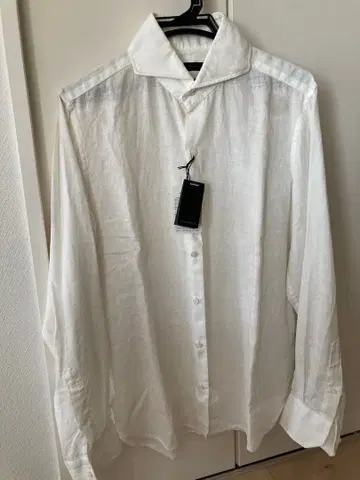 디자인웍스 100% 린넨 호리존탈 칼라 긴팔 셔츠 48