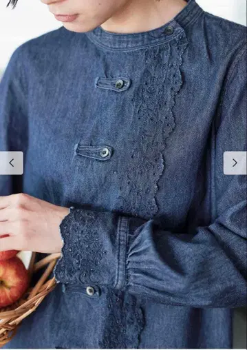 써니클라우드 데님 레이스 상의 시착만 한 상품 새상품급 3L