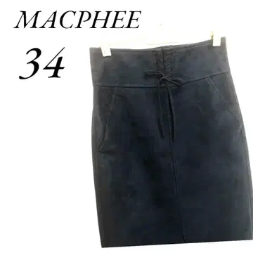 MACPHEE 맥피 인조 가죽 타이트 스커트 롱 리본