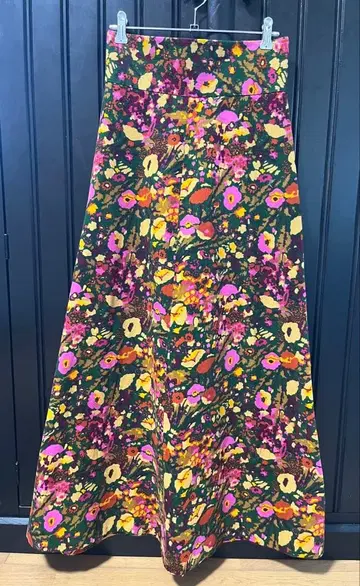 구제 의류 코듀로이 꽃무늬 맥시 길이 롱 스커트