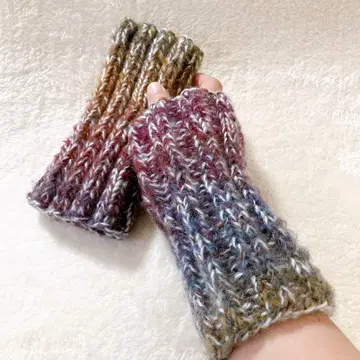 88 핸드 워머 손뜨개질 컬러풀 핸드메이드 레어 1점