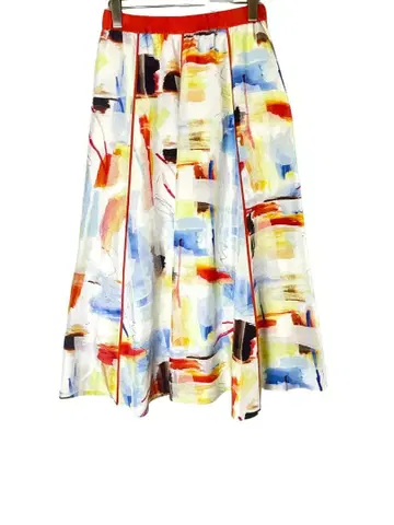 사이즈 M [새상품급] CYCLAS 실크 올 패턴 드로잉 스커트