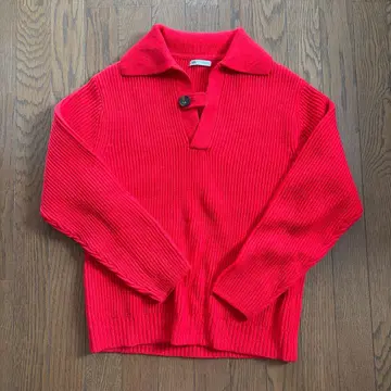 ZARA 리브 니트 빨간색