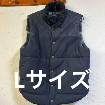 GAP 펜들턴 데님 절개 충전솜 베스트 옴브레 체크 무늬 보아 옷깃