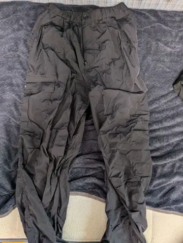 SERACE 루즈 실루엣 와이드 스트레이트 벨티드 나일론 카고 팬츠