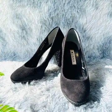 고품질 DIANA 글리터 힐 펌프스 청키 블랙 일본제