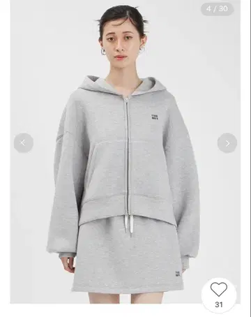 FURFUR 로고 자수 후디 셋업 그레이