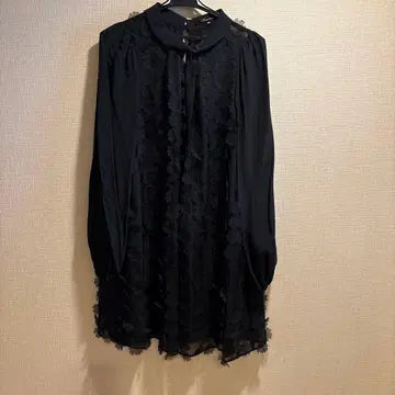 플라뮤 플라워 패턴 레이스 블랙 원피스 38