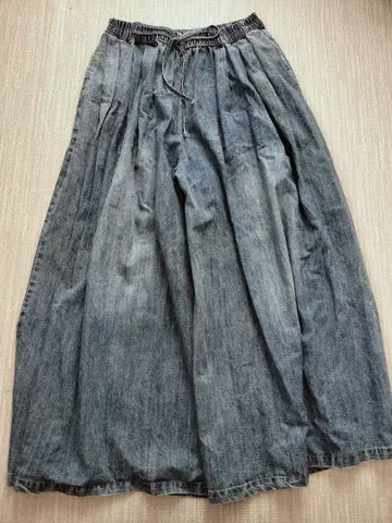 데님 와이드 레그 와이드 팬츠 청바지 가우초 팬츠