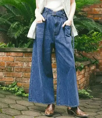 niko and - 데님 와이드 팬츠 인디고 L