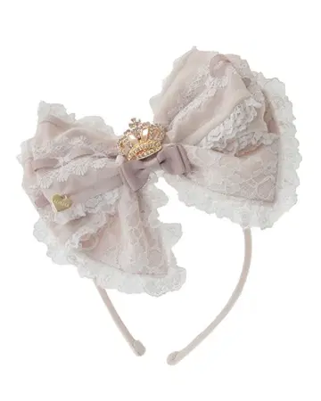 LIZLISA 도리 레이스 리본 머리띠 핑크