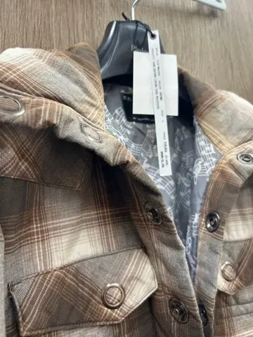 넘버나인 충전솜 체크 자켓 브라운 체크 무늬 자켓