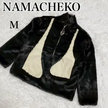 NAMACHEKO 나마초코 블루종 인조 모피 하프 지퍼