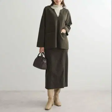 노카라 코트 원피스 셋업 아우터 코트 스커트