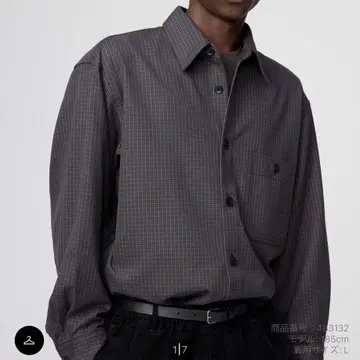 UNIQLO UNIQLOU 트윌 워크 오버 사이즈 셔츠 S 다크 그레이