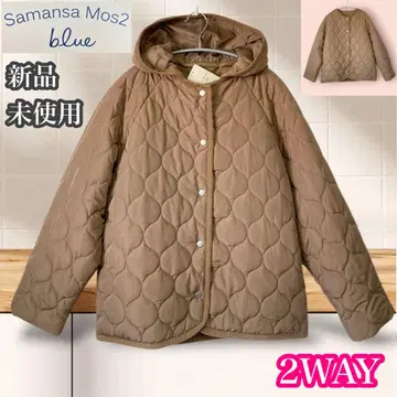 사만다 모스모스 블루 미사용 새상품 후드 탈부착 2WAY 퀼트 자켓