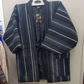 신사 한텐 선염 한텐 파랑 블랙 스트라이프 도테라 M 사이즈