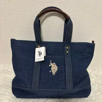 [ 새상품급 ] U.S. POLO ASSN 클래시컬 데님 토트백 가로형