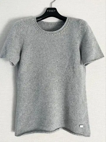 [컨디션 최상] FOXEY 니트 스웨터 38 그레이 캐시미어 반팔