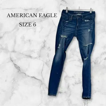 아메리칸 이글 데님 스키니 데미지 가공 캐주얼 인디고 M