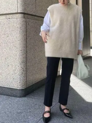 ohga 폭스 니트 베스트 베이지