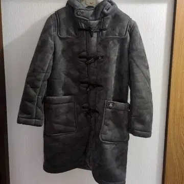 새상품급 오르치발 그레이 무스탕 느낌 더플 코트 후드 부착