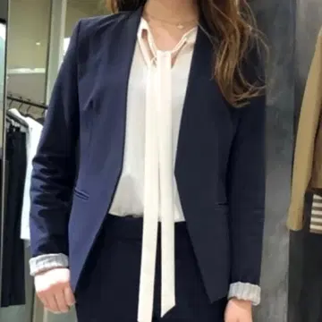 띠어리 노카라 자켓 네이비 고급 울 혼방 오피스 스트레치 4