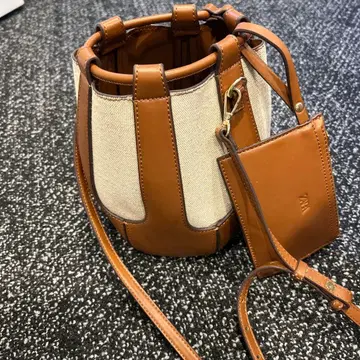 ZARA 버킷형 바스켓백 브라운 캔버스