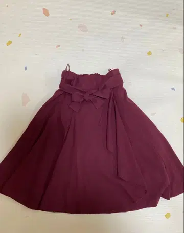 버건디 플레어 스커트 리본 포함