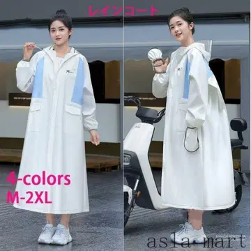 레인코트 레인 판초 무릎 아래 카파 반사 테이프 우비 화이트 M