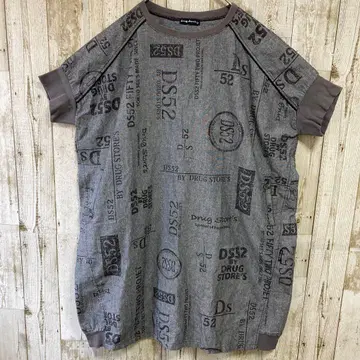 드럭 스토어즈 반팔 튜닉 원피스 그레이 올 패턴 린넨 혼방 3