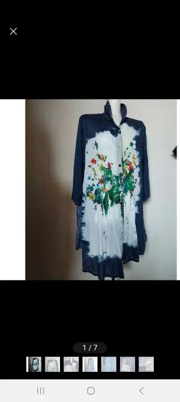 센소유니코(CUEB) 마츠오 인터내셔널 컬러풀 패턴 롱 셔츠 네이비