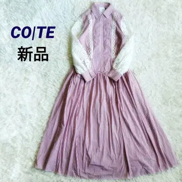 택 포함 새상품 CO|TE 레이스 이소재 맥시 셔츠 원피스 42