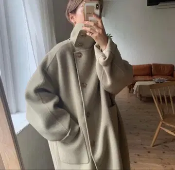 울 혼방 베이지 롱 코트