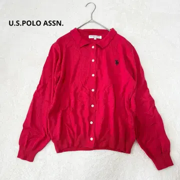US 폴로 어설트 가디건 옷깃 있음 자수 성숙 캐주얼 L 레드