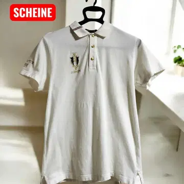 SCHEINE 화이트 피케 셔츠 샤이 원 포인트 오빠 호스트계 남성용