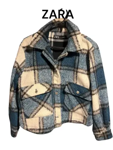 ZARA 숏 블루종 사이즈 M 블루 체크
