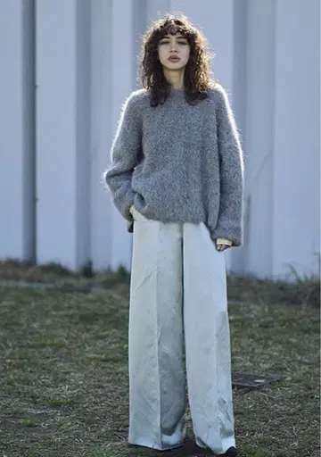 villd/ 드로스트링 와이드 팬츠 민트 그린