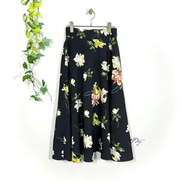 안데뮤 볼륨 플레어 스커트(F) 롱 꽃무늬 블랙 성숙/러블리