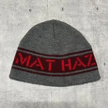 HAZMAT 니트 모자 비니 밀리터리 그레이 x 레드 워크 하즈맷