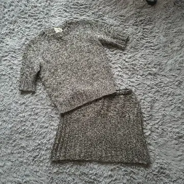 에네스베 반팔 니트 셋업 빈티지 프랑스제 그레이 계열