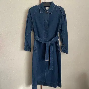 H&M 데님 트렌치코트 인디고 블루