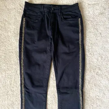 여성용 블랙 데님 큐빅