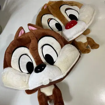 디즈니 팬 캡 칩과 데일 봉제 인형 모자 세트