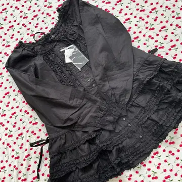 핑크하우스 밑단 단단 절개 긴팔 블라우스 (미사용품)